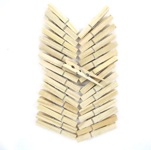 Miniatura 2 de Treasure Gurus - Pinzas de ropa de madera natural, 32 piezas, pinzas para ropa de primavera, para colgar