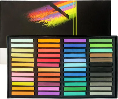 Brusarth Juego de tizas pastel suaves no tóxicas para artistas profesionales, 48 colores pastel de tiza cuadrada para dibujar, mezclar, capas,
