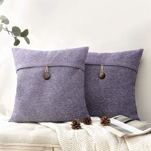 Miniatura 8 de Funda decorativa de lino Phantoscope para almohadones, con botón, 18" x 18