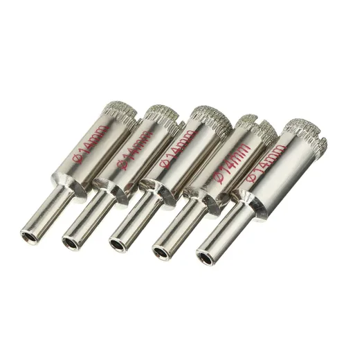 Miniatura 4 de uxcell 5 unids 0.551 in diamante recubierto agujero sierra brocas para vidrio cerámica azulejos mármol roca porcelana botellas ollas ladrillo