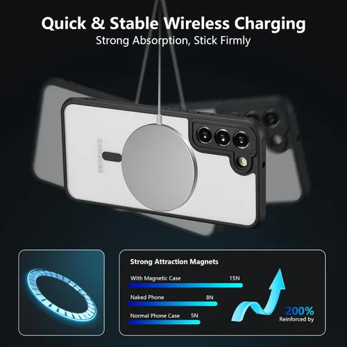 Miniatura 2 de RALEAVO - Funda magnética para Samsung Galaxy S22 [Compatible con Magsafe], cubierta mate y brillante delgada, parte trasera de policarbonato duro