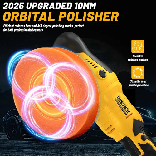 Miniatura 5 de Pulidor de búfer inalámbrico compatible con batería Dewalt de 20 V, 7500 rpm, doble acción, 6 velocidades variables, 6 pulgadas, pulidora orbital