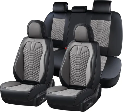 Miniatura 10 de Coverado Fundas de asiento delantero, 2 piezas de fundas de asiento universales para automóviles, de piel de napa transpirable, impermeable, Beige