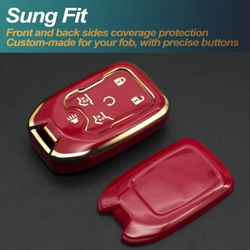 Miniatura 3 de FEYOUN Funda para llavero compatible con Chevy Chevrolet Suburban Tahoe GMC Terrain Yukon Yukon XL Smart 6 botones TPU remoto sin llave funda