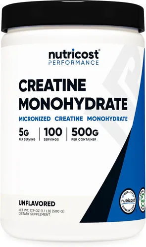 Monohidrato de creatina Nutricost, 100 porciones, 0,18 oz por porción, monohidrato de creatina pura, Paquete de 1, 1