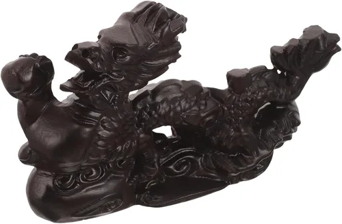 Estatua de dragón chino – Figura de dragón tallada a mano de madera – Estatua de dragón de año nuevo chino 2024 de 4.7 in Fengshui Escultura del
