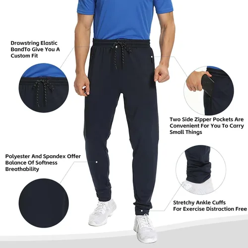 Miniatura 5 de Paquete de 12 pantalones deportivos para hombre, pantalones deportivos de entrenamiento para hombre, pantalones deportivos con bolsillos