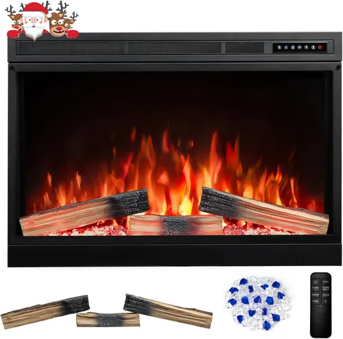 Miniatura 12 de R.W.FLAME - Inserto de chimenea eléctrica de 34" con colores de llama ajustables, colores de leña, velocidad y brillo de la llama, control remoto