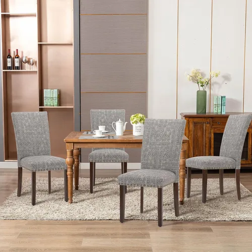 Miniatura 7 de COLAMY - Juego de 4 sillas de comedor tapizadas estilo Parsons, sillas de cocina y comedor de tela con adornos de cabeza de clavo y patas de madera
