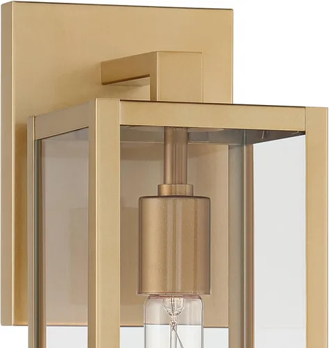 Miniatura 3 de John Timberland Titan - Moderna lámpara de pared para exteriores, marco rectangular dorado suave, paneles de vidrio transparente de 14 1/4 pulgadas