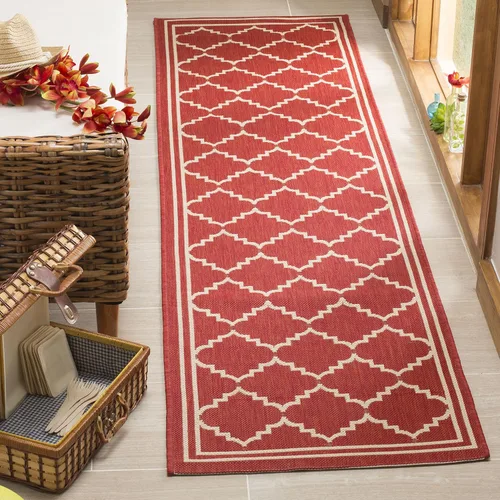 Miniatura 30 de SAFAVIEH Alfombra lavable para exteriores, colección Courtyard de 2.3 x 6.7 pies, color negro y crema, no desprende pelusa y de fácil limpieza