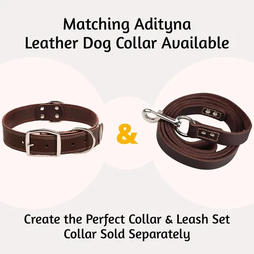 Miniatura 6 de ADITYNA Correa de cuero para perro de 6 pies x 3/4 pulgadas, suave, fuerte, resistente para razas grandes y medianas, correa para perro para Marrón