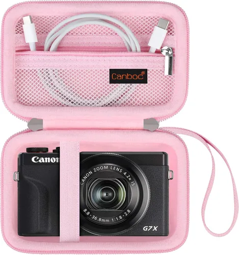 Miniatura 14 de Canboc Funda de transporte para cámara digital Canon PowerShot G7X Mark III/G7X Mark II/SX740/SX730, bolsillo de malla compatible con cable USB