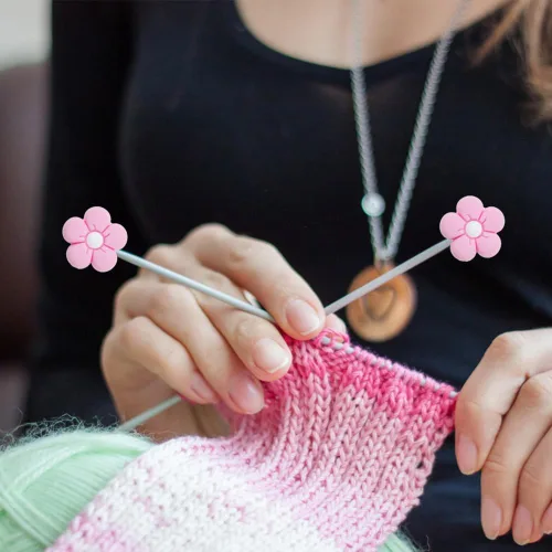 Miniatura 6 de Paquete de 10 protectores de punta de aguja de silicona, accesorios y suministros para tejer, tapones para agujas de tejer, protectores de puntos