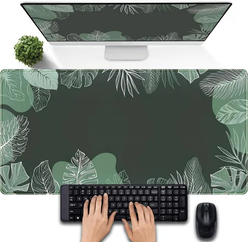 Miniatura 13 de Tapete de escritorio de bosque anime, lindo tapete de mouse verde, tapete de escritorio completo Kawaii estético XXL para juegos Mousemat XL