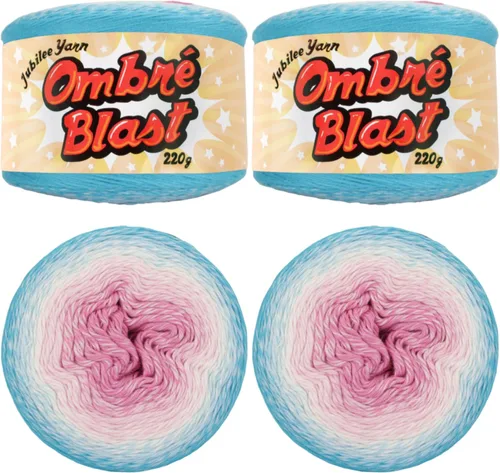Miniatura 20 de JubileeYarn Hilo Ombré Blast - 220g/pastel Algodón Peso Bebé - Cripta de Hielo - 1 Pastel 119 Cripta de hielo