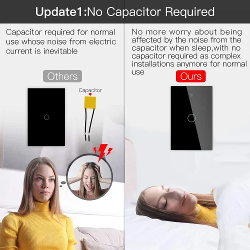 Miniatura 2 de MOES ZigBee - Interruptor de luz de pared táctil inteligente, requiere Tuya ZigBee Hub, sin cable neutro/cableado N+L, sin condensador, Smart Life