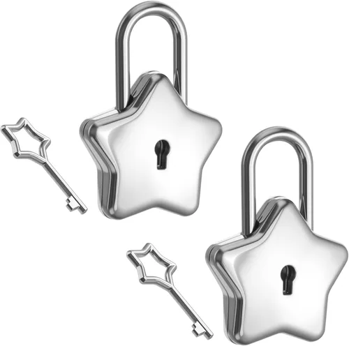 Mabor - Cerraduras pequeñas con llaves, 2 candados pequeños en forma de estrella con llaves para diario, libro, joyero, bolso, bolso, equipaje, caja