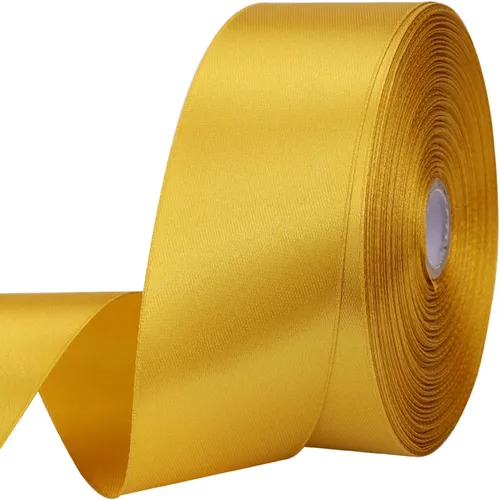 Miniatura 35 de Cinta de satén dorada de 1 pulgada de 50 yardas para envolver regalos, bodas, manualidades, Navidad, Pascua, flores, cabello, decoraciones de Dorado