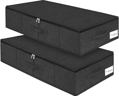 Miniatura 18 de Contenedor de almacenamiento para debajo de la cama, paquete de 3 bolsas de almacenamiento debajo de la cama con tapa, organizador de almacenamiento