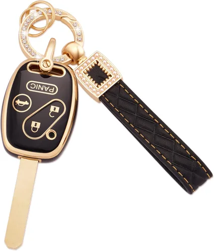 Miniatura 70 de Ekala para Honda Funda para Llavero con Llavero de Cuero, 5 Botones Carcasas de Teclas de TPU Suave Compatibles con Honda Civic Accord Pilot CR-V
