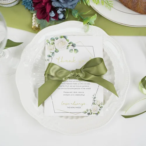 Miniatura 4 de HUIHUANG Tarjetas de agradecimiento de boda, 50 tarjetas de lugar para colocar en la mesa, recepciones, cenas, eventos y celebraciones