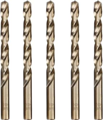 Miniatura 11 de Paquete de 5 brocas helicoidales de 1/2 pulgada para acero inoxidable, acero cobalto M35, longitud de trabajo, flauta de doble torsión, punta
