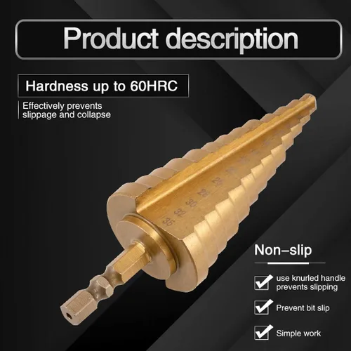 Miniatura 4 de KATUR Broca escalonada de titanio HSS en espiral, broca Unibit para cortar agujeros de perforación en acero, hoja de metal, múltiples agujeros