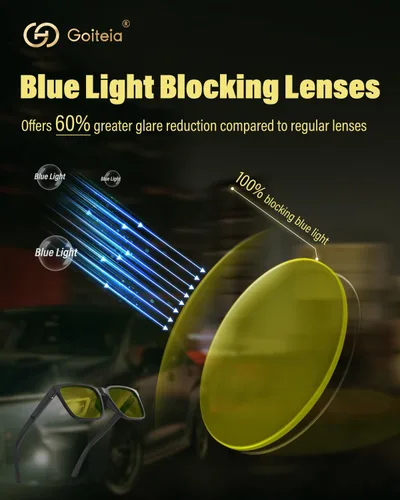 Miniatura 3 de Goiteia Lentes de conducción nocturna para hombres y mujeres, lentes amarillos para días lluviosos, antirreflejos desde los faros delanteros y Negro