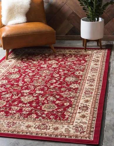 Unique Loom Colección Sialk Hill - Alfombra de área Washington (3 pies 3 pulgadas x 5 pies 3 pulgadas, rectángulo, burdeos/crema)