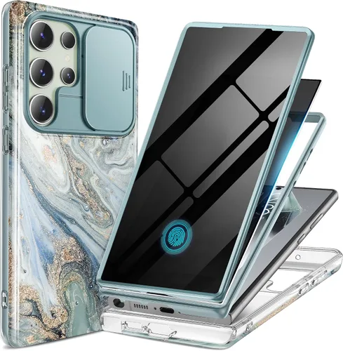 Miniatura 29 de GVIEWIN para Samsung Galaxy S23 Ultra Funda con cubierta deslizante para cámara, [Protector de pantalla incorporado] [2 Marcos frontales] Funda