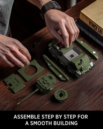 Miniatura 4 de Nifeliz Sherman - Juego de construcción de tanques militares para adultos, juguete coleccionable de modelo militar de la Segunda Guerra Mundial