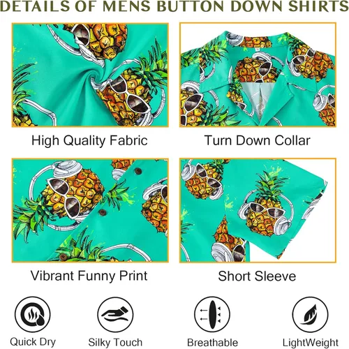 Miniatura 34 de Camisa hawaiana para hombre, con estampado floral, cómoda, con botones, casual, manga corta, ropa de playa para hombre