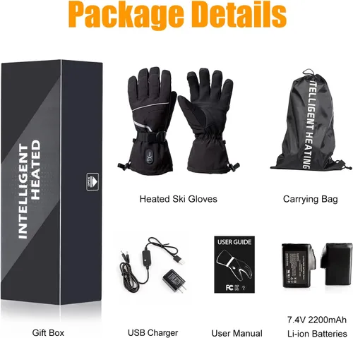 Miniatura 7 de Guantes térmicos con batería de 7.4 V recargables para hombres y mujeres, recargables para senderismo, esquí, ciclismo, campamento y pesca, guantes