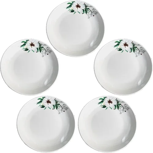 Miniatura 15 de Juego de 5 platos de cerámica con bonito diseño de gato, platos llanos grandes de porcelana para ensalada de postre de 7.28 pulgadas, platos