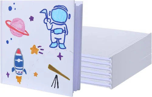 Paquete de 6 libros en blanco de tapa dura, cuaderno de bocetos sin forro de 5 x 5 pulgadas, 18 hojas/36 páginas cada una, paquete a granel de
