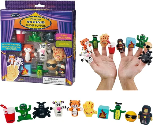 Juego de 10 marionetas de dedo para la Pascua judía, 10 marionetas de vinilo para cada plaga, divertido juguete educativo para niños a partir de 3