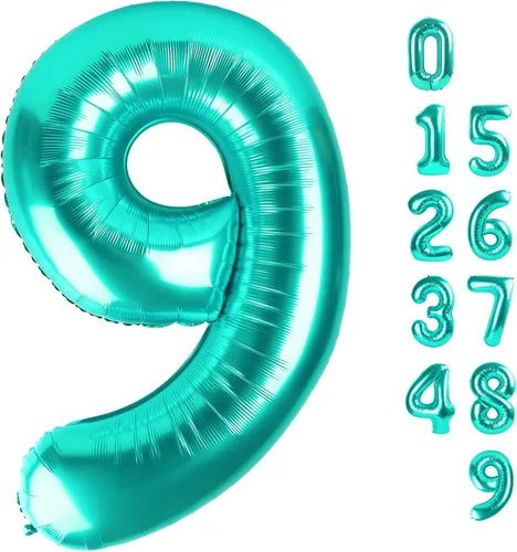 Miniatura 444 de Globos de números de 5 globos de 40 pulgadas, decoraciones de cumpleaños azules para niños y niñas, globos de números azul marino grandes