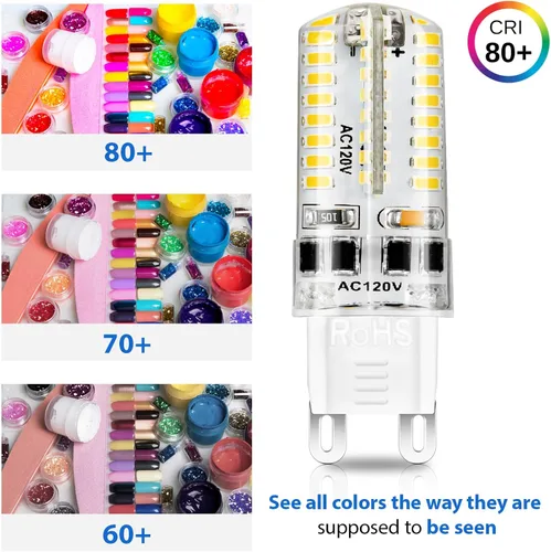 Miniatura 3 de Bombilla LED G9 regulable, 4 W (equivalente a halógeno de 35 W), bombilla G9, blanco ultra cálido de 2700 K, bombilla CRI80, base G9