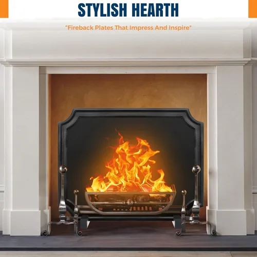 Miniatura 5 de SIMOND STORE - Fireback de 20 pulgadas para chimenea Placas de hierro fundido con patas para reflejo del calor, protección de pared y eficiencia