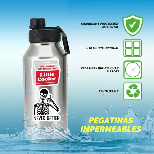 Miniatura 8 de Paquete de 200 calcomanías divertidas para adultos, botellas de agua con memes, impermeables, accesorios geniales para laptop, cascos, sarcásticos