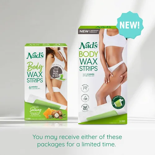 Miniatura 2 de Nad's Tiras de cera depilatoria para el cuerpo para mujeres en casa más 4 toallitas de aceite calmante, 24