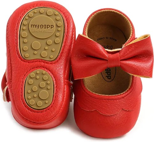 LAFEGEN Zapatos planos Mary Jane para bebés y niñas con Bownot, suela suave, suela suave, piel sintética, recién nacidos, para primeros pasos,