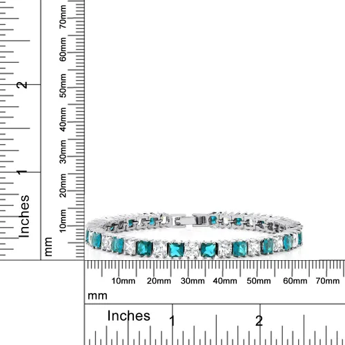 Miniatura 14 de Gem Stone King Pulsera de tenis clásica de circonita cúbica de corte princesa para mujer