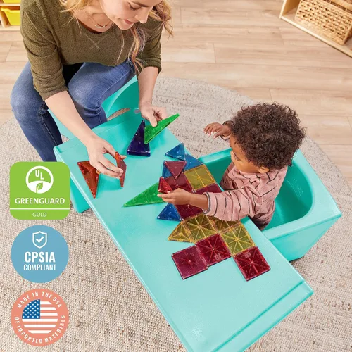 Miniatura 7 de ECR4Kids Tri-Me - Juego de mesa y sillas cubo, muebles multiusos, color aguamarina, 3 piezas