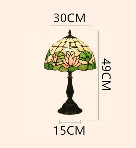 Miniatura 2 de Lámpara de mesa estilo Tiffany de 12 pulgadas con pantalla de vitral verde retro para dormitorio junto al escritorio, para iluminación de sala