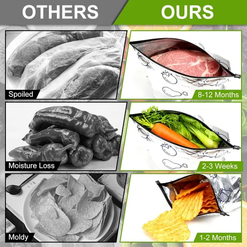 Miniatura 4 de 30 bolsas reutilizables de Mylar para almacenamiento de alimentos, bolsas de aluminio impermeables, bolsas de pie para congelador, contenedores