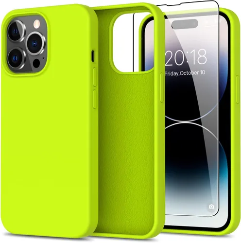 Miniatura 55 de bemal Funda para iPhone 14 Pro con protector de pantalla, silicona líquida de ajuste delgado, forro de microfibra suave, diseñada para mujeres
