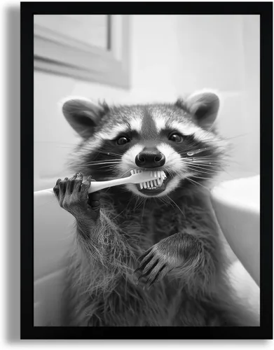 Miniatura 11 de SYWENNOI Arte de Pared en Lienzo Enmarcado en Blanco y Negro para Baño, Divertido Gato Negro Sentado en el Inodoro Leyendo Periódico Decoración