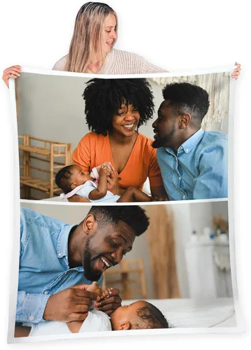 Miniatura 15 de FrameStory Manta personalizada con fotos y texto, totalmente personalizable con tus fotos y mensajes, manta de forro polar suave y suave, 30 x 40